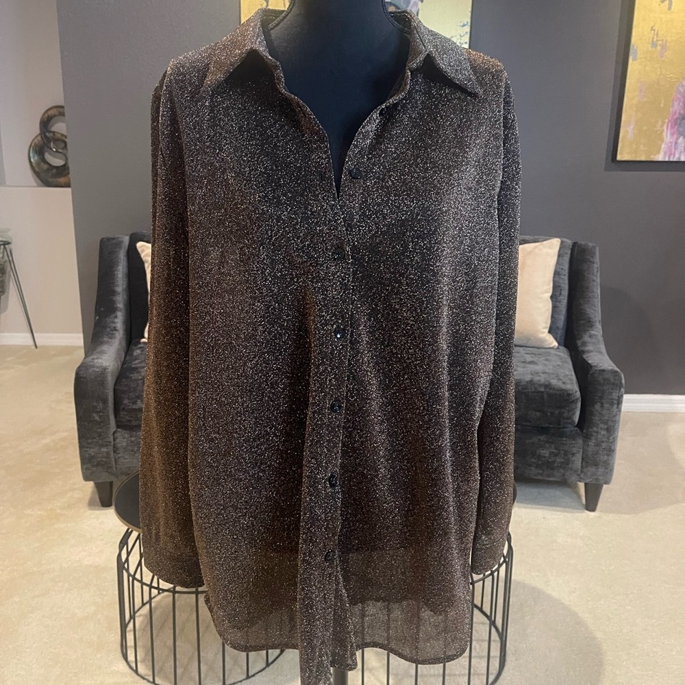 Pretty little thing gold shimmer button up top